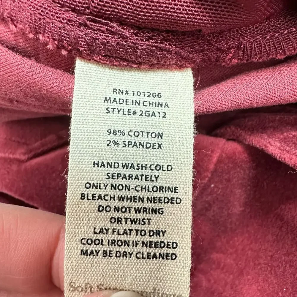Soft Surroundings Blakely Velveteen Pants Red Size 8 Holiday Party